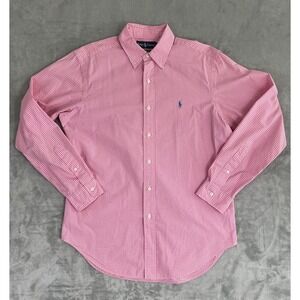 Ralph Lauren Shirt Mens‎ Medium Pink Classic Fit Gingham Button Down Pony Logo